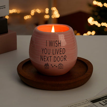 Best Friend Birthday Gifts for Women, Birthday Gifts for Women, BFF, Bestie, Her, Best Friend, 10 Oz Handmade Ceramic Candle Jar, I Wish You Lived Next Door, Lavender Candles, Long Distance Gift