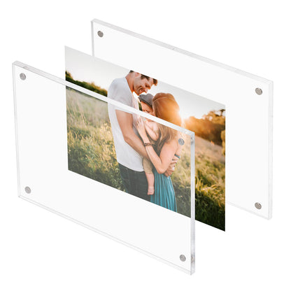 CECOLIC 6x8 Acrylic Photo Frame, Clear Acrylic Magnetic Picture Frames, Double Sided Magnetic Photos Frames for Tabletop Display, Postcard Display Frame for Family Friends Photos (1 Pack)