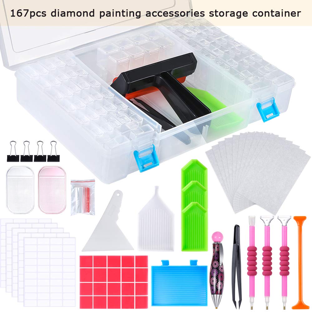 PP OPOUNT 170 PCS A4 Diamond Painting Light Pad Kits, Diamond Art Accessories Kit with Light Board, 80 Grids Diamond Box and Storage Bag, Diamond Painting Tools Kit Full Drill for Diamond Art