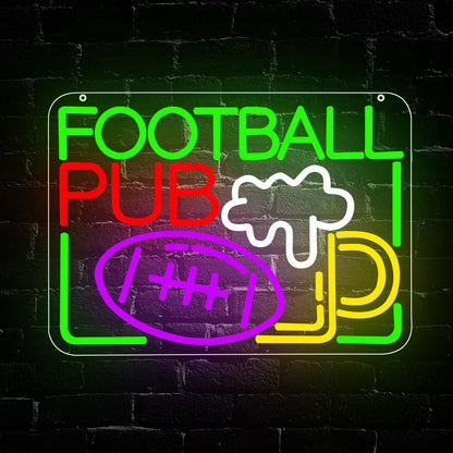 Beer Neon Sign, Bar Led Neon Light Signs for Home Bar Wall Decor Dimmable Football Light up Sign for Pub Bistro Night Club Home Man Cave Decoration Gift USB Powered(15.6"*11.5")