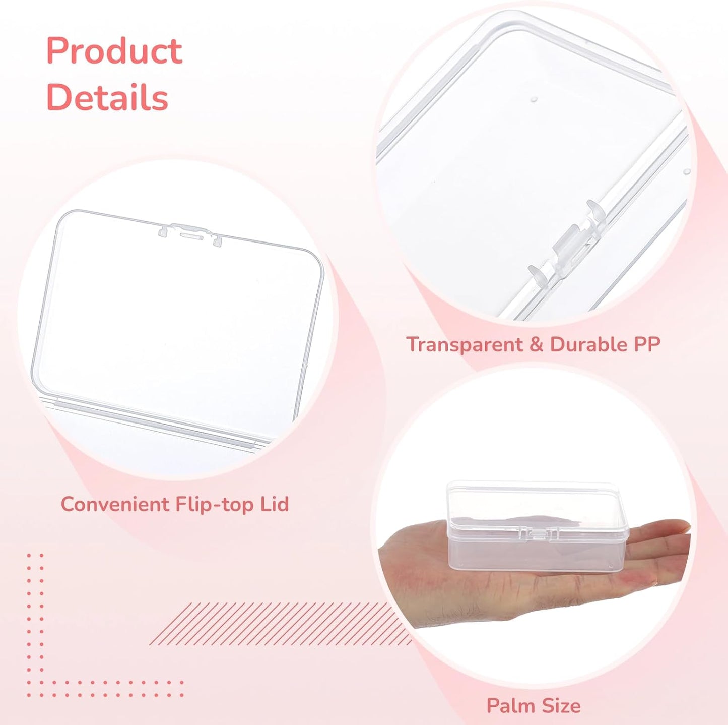 BATTIPAW 6PCS Hair Tie Organizer, Transparent Mini Storage Box, Clear Plastic Container for Home & Office