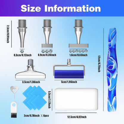 Huanlys Diamond Art Pens Tools Diamond Painting Accessories Kits with Screw Steel Rose Gold Metal Tip Nibs Placers Roller Tool Accessories (Blue Silver 6)