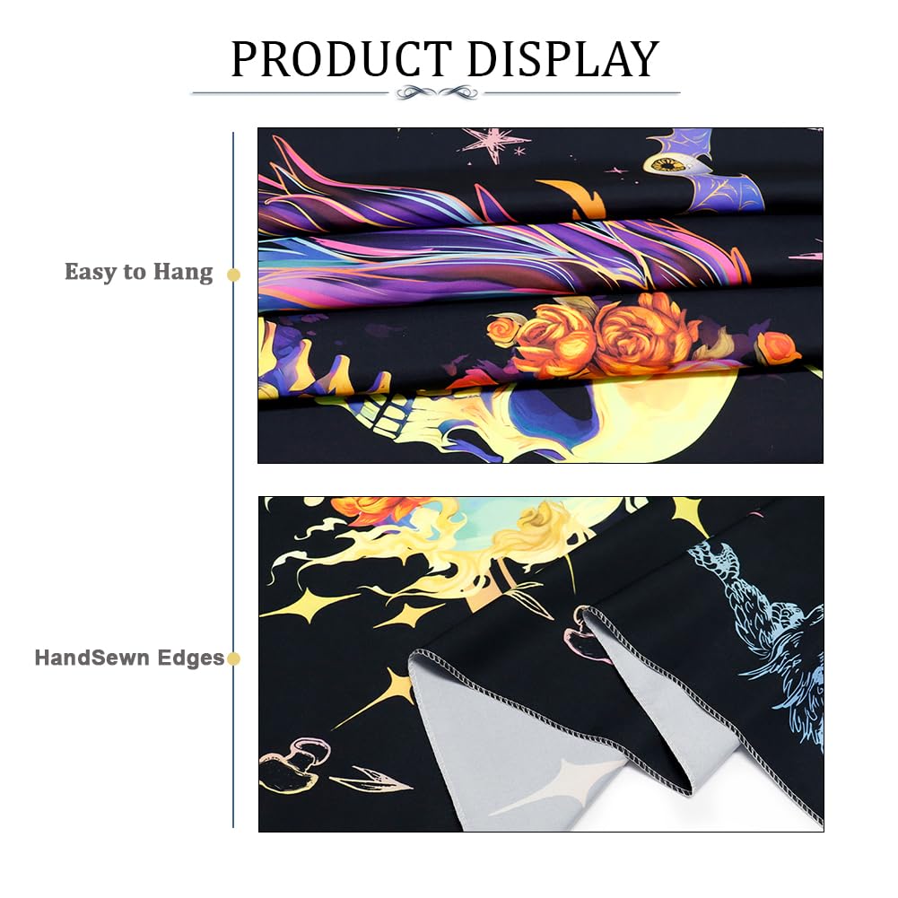 Heopapin Blacklight Trippy Skull Tapestry UV Reactive Gothic Skeleton Wall Hanging Tapestries Fantasy Neon Wing Glow in the Dark Party Poster Magical Galaxy Space Tapestry for Bedroom