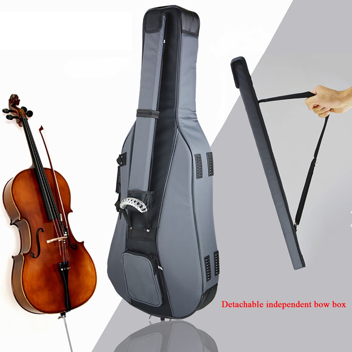 Cello Gig Bag 4/4 Full-Size, Padded, High Strength Double Shoulder Cello Bag (A)