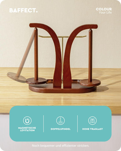 Baffect Yarn Holder Magnetic, Wooden Yarn Ball Holder with T-Shaped Holder & Phone Stand, Yarn Spindle with Double Spindles, Spinning Yarn Holder for Crochet Lovers