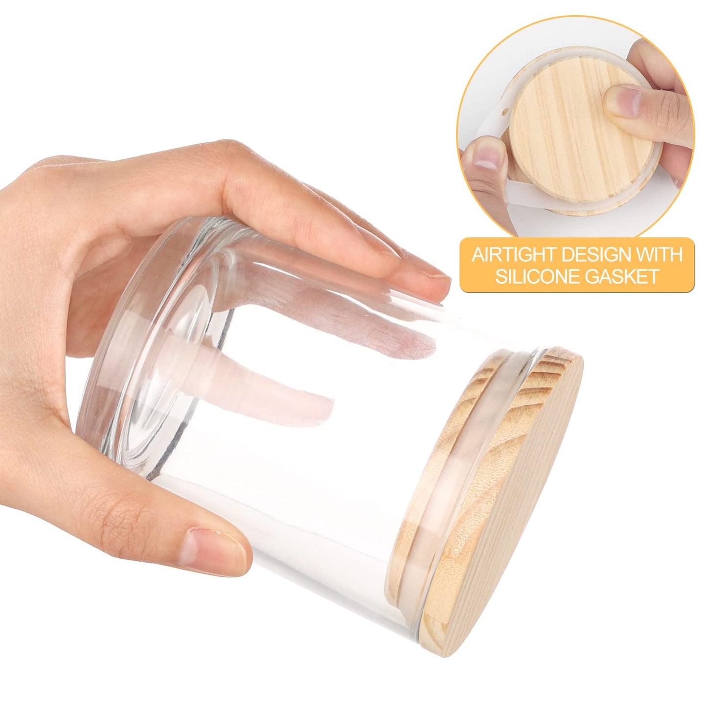 Thick Candle Jars for Making Candles 12 Pcs, 7 OZ Empty Jars with Wood Lids for Candle Making, Sample Container, Clear