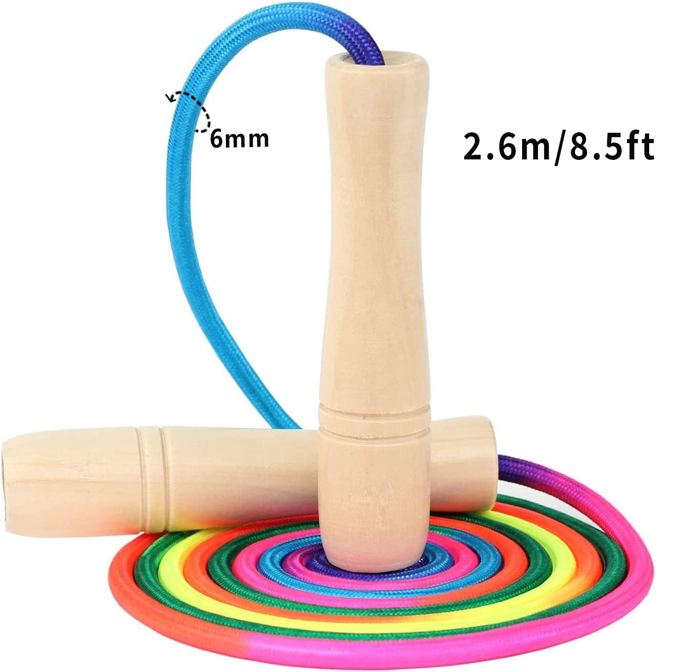 Jump Rope for Kids, Adjustable Toddler Jump Rope with Wooden Handle and Cotton Rope, Cute Skipping Rope for Boys and Girls Fitness Workout Exercise 8.5 Ft(Pink)