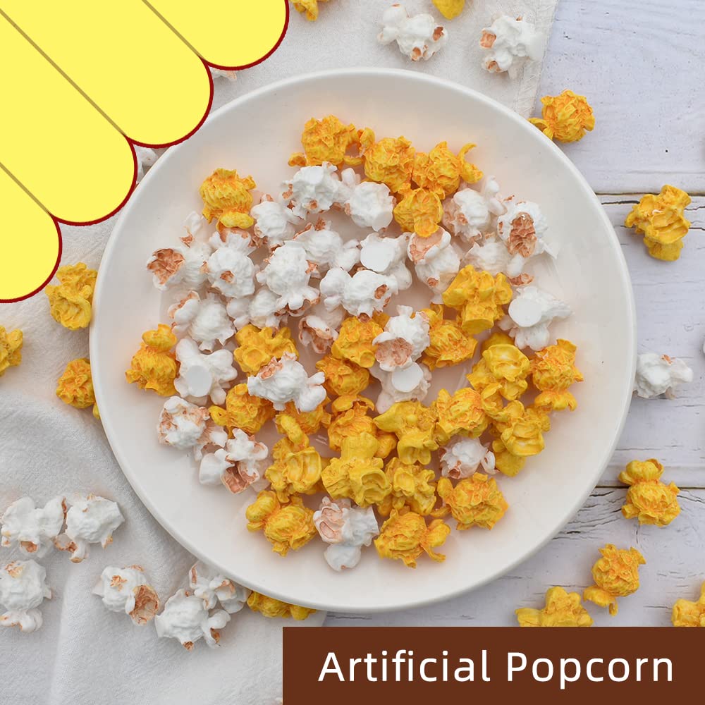Hagao Fake Popcorn Miniature Resin Food Figurines Cute Slime Charms Handicraft Accessories for DIY Dollhouse Kitchen 60 pcs