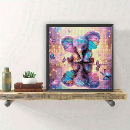 SHICERNHJ 5D Diamond Painting Kits for Adults, Animal Elephant Full Drill Diamond Painting Kits for Beginner,DIY Butterfly Round Diamond Dots for Adults Gem Art Home Wall Decor 14 X 14Inch