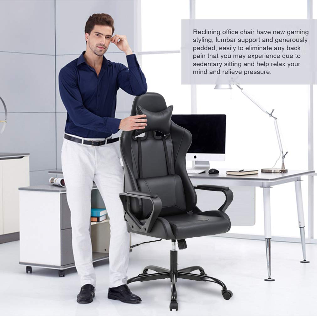 BestOffice Gaming Chair Office Chair Ergonomic Desk Chair Racing Style Gaming Chair with Lumbar Support, Swivel Rolling Base, and Comfortable Padded Seat for Women and Men