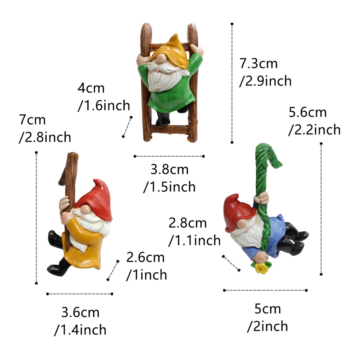 Honiweer 3 PCS Climbing Gnomes Tree Faces Decor Outdoor for Yard, Gnomes Statue, Outdoor Fairy Garden Resin Crafts, Flower Pot Landscape Dwarf, Micro Landscape Pendant Ornaments (3 PCS)