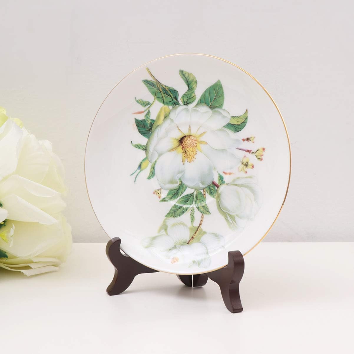 Small Easel Stand for Display, Wooden Plate Stands for Decorative Dish, Tabletop Bowl Display Stand