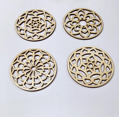 Sourdough Bread Stencil Set,4 Pack Laser-Cut Wooden Mandala Stencils for Artisan Bread Scoring, Flour Dusting & Decor (Natural Wood)