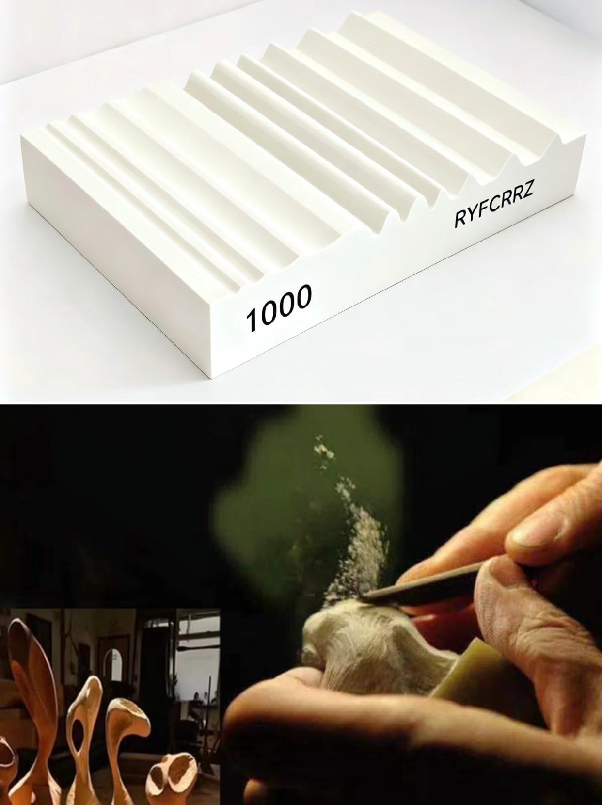 RYFCRRZ Whetstones Wood Carvers Sharpener Wood Carving Chisel Tools Knife Gouge Sharpening Stones System Handy Multifunctional Little Wet Stone Waterstone with Multiple Grooves 1000 Grit