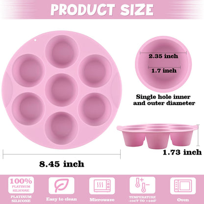 Sakolla 2 Pack Silicone Egg Bite Molds for Air Fryer, Nonstick 7 Cups Air Fryer Muffin Pan for Baking Egg Bite, Mini Muffins, Tart, Mini Cupcake and Quiche (Pink + Green)
