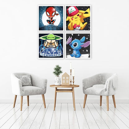 Diamond Art Kits for Kids,Diamond Painting for Kids' Mosaic Kits Ages 8-12 and 5D Diamond Art Gem by Number Kits Arts, Full Drill Painting Crystal Art Kits for Home Wall Decor 4 Pieces 6" X 6"