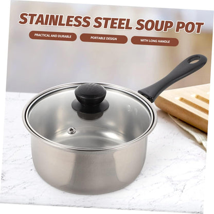 1 Set Stainless Steel Saucepan with Glass Strainer Lid, Induction Pot, Sauce Pot