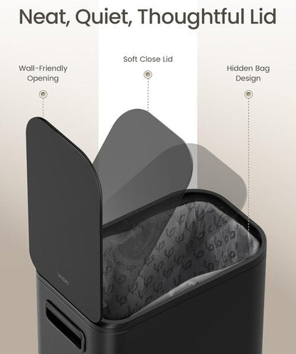Cesun Stainless Steel Small Bathroom Trash Can - Soft Close Lid & Step Pedal, 5L | Matte Black