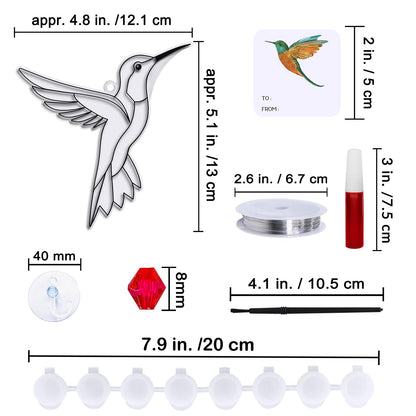 Winlyn 24 Sets Hummingbird Suncatcher Decorations DIY Window Paint Art Craft Kits Rainbow Bird Painting Kit for Kids Classroom Activities Birthday Spring Summer Camping Party Art Project