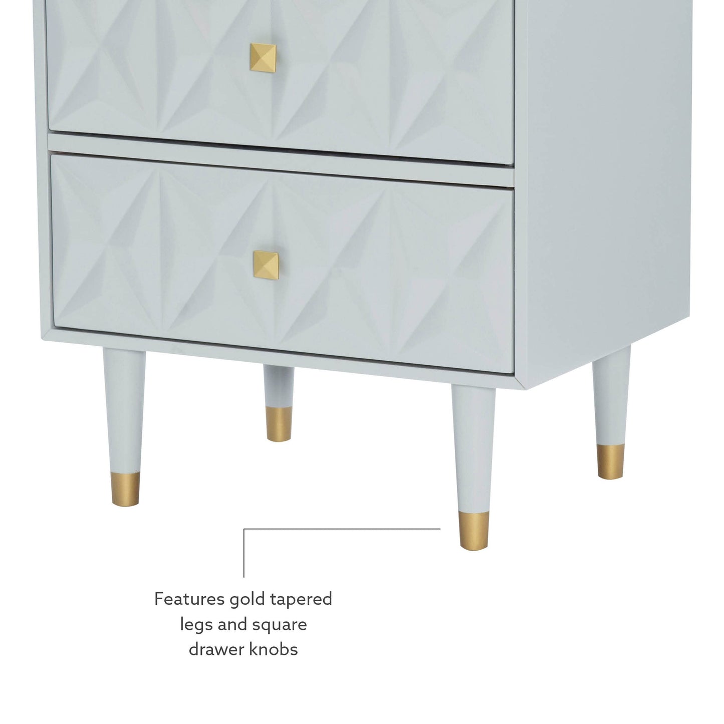 Linon Sheerah Grey Two Drawer Geo Texture Nightstand