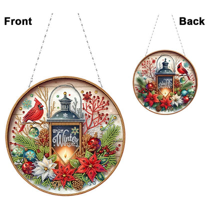 POETRYDRAW DIY Hanging Diamond Art Pendant Kit Christmas Cardinal Lamp, Special Crystal Diamonds Painting Ornament for Adults, 5D Diamond Art Suncatchers Double Sided Board Gem Painting Box Kit