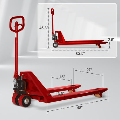 H heami Industrial Manual Pallet Jack Truck, 5500 Lb. Capacity, 27 x 48Hand Pallet Jack