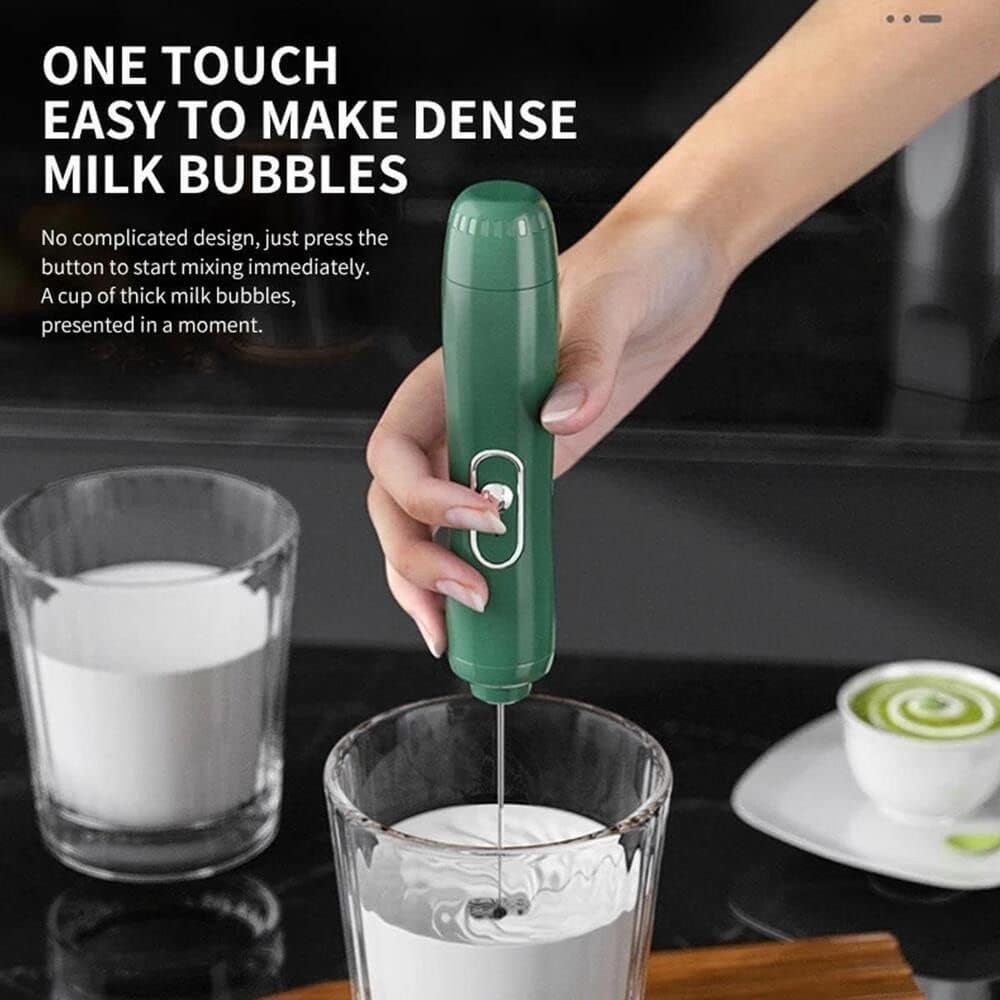 Handheld Milk Frother - Battery Operated Drink Mixer for Coffee, Electric Foam Maker Whisk, Stainless Steel Foamer