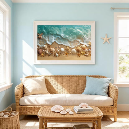 Beach Diamond Art Kits for Adults - 5D Seaside Shell Large Diamond Painting Kits for Adults,DIY Full Drill Crystal Rhinestone Gem Art Painting with Diamonds Home Wall Decor 23.6 X 15.7inch