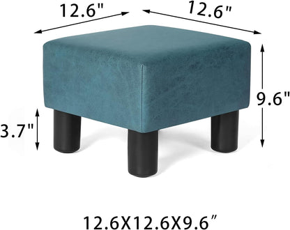 13" Homebeez Small Footstool Leathaire Fabric Ottoman Footrest Modern Home Living Room Bedroom Square Stool with Padded