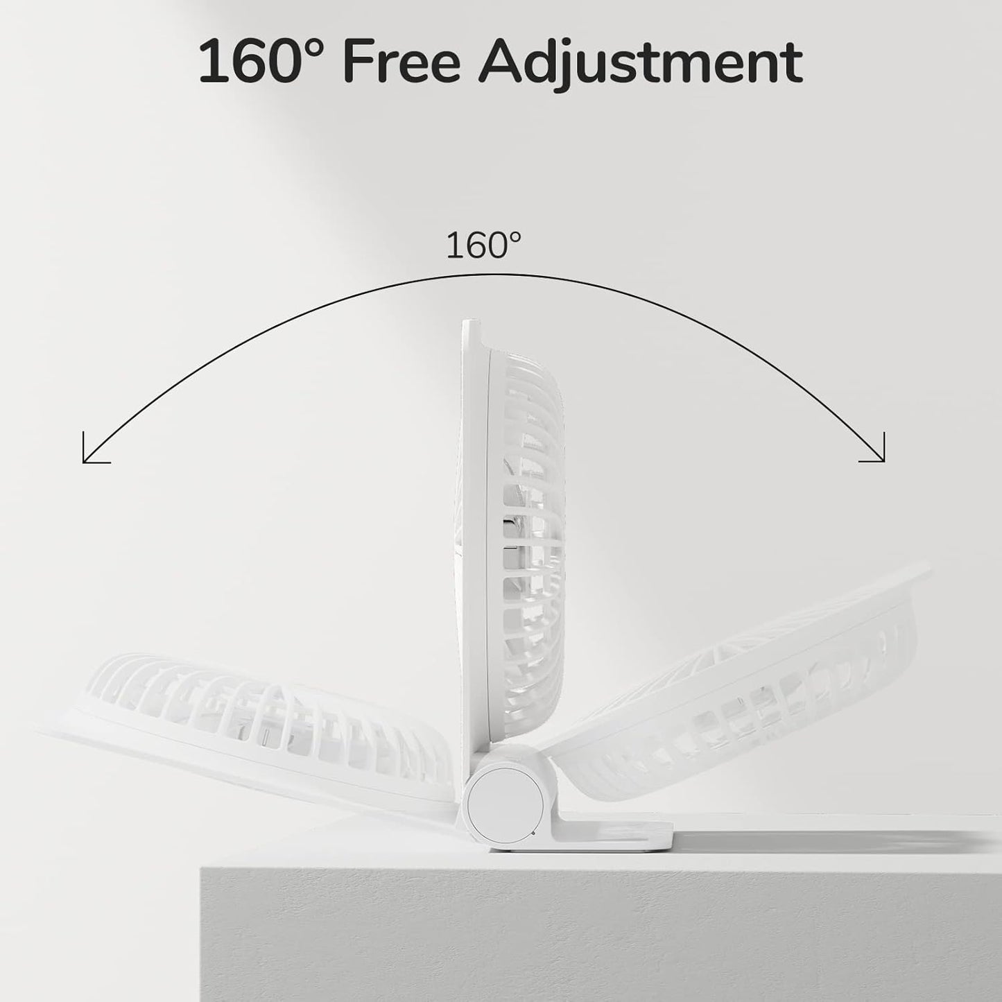 JISULIFE Small Desk Fan, Portable USB Rechargeable Fan, 160° Tilt Folding Personal Mini Fan with 2000mAh Battery, Ultra