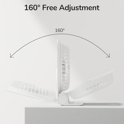 JISULIFE Small Desk Fan, Portable USB Rechargeable Fan, 160° Tilt Folding Personal Mini Fan with 2000mAh Battery, Ultra