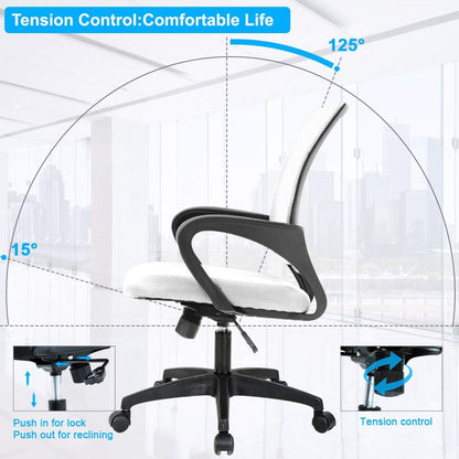 BestOffice | Ergonomic Office Chair | Mid-Back Swivel Desk Chair | Breathable Backrest & Lumbar Support | Adjustable