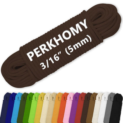 PerkHomy Cotton Rope 3/16" (5mm) 100 ft Multi Purpose Utility Diamond Braided Cord, Natural Cotton for Clothes Line Camping Crafting Flag Pole, Dark Brown