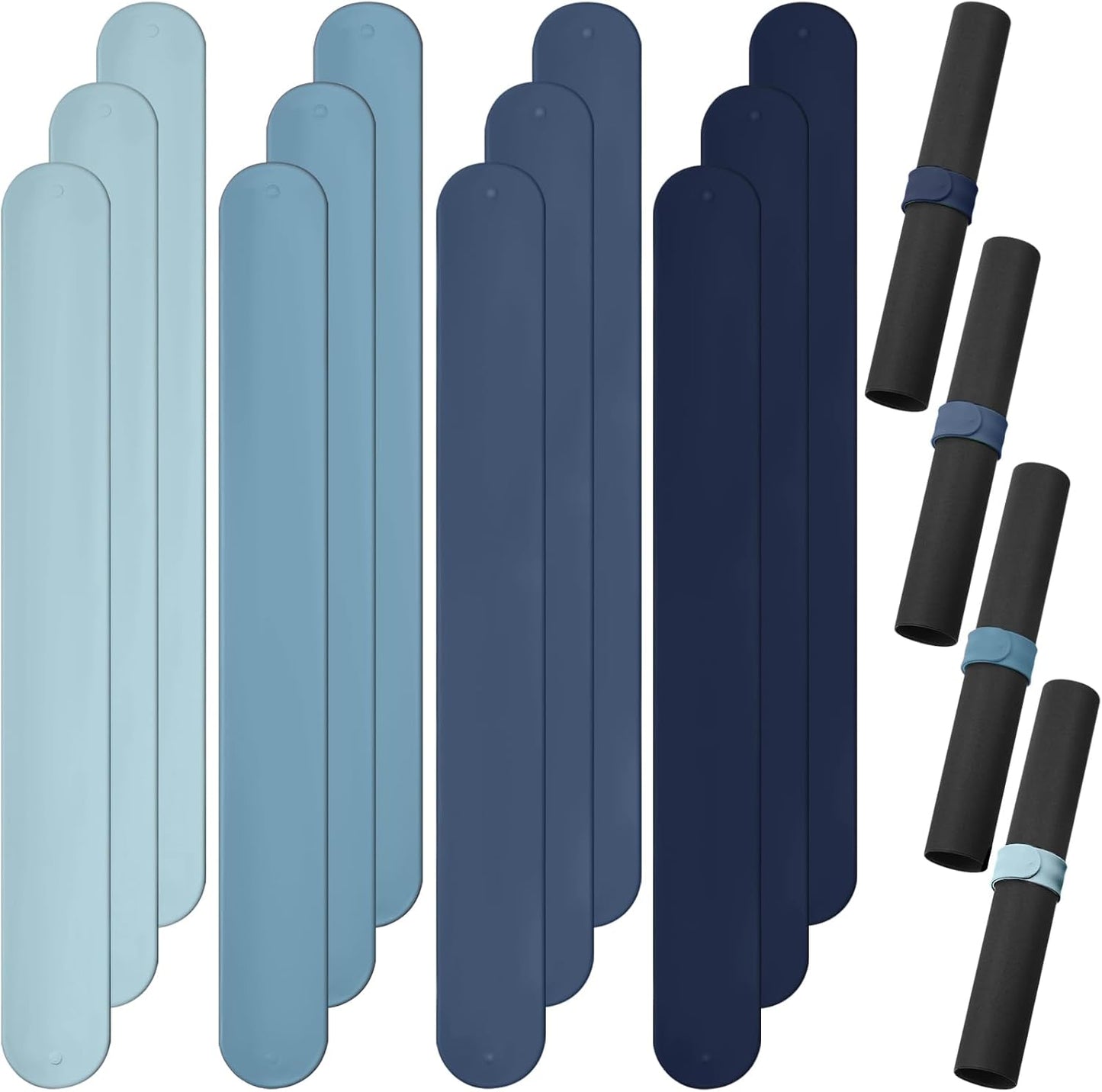 Charniol Wrapping Paper Roll Holder - 12-Piece Silicone Covered Metal Strips | 1 x 9 Inch Stabilizer in Blue