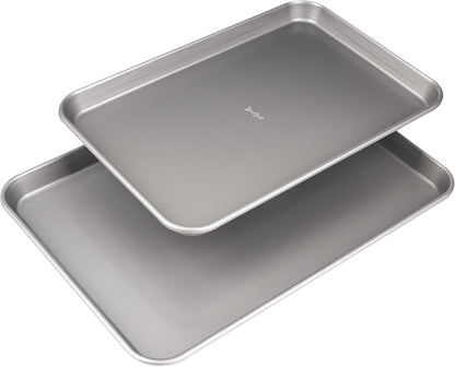Goodful Nonstick Cookie Baking Sheet Set, Heavy Duty Carbon Steel, 2-Pack Bakeware Set, Dishwasher Safe, Gray