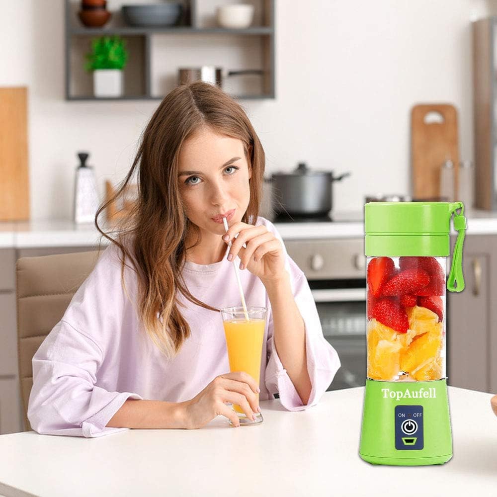 Portable Blender, 380ML Mini Mixer for Smoothies and Milkshakes, USB Rechargeable, Handheld, Green