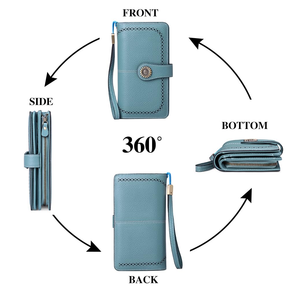 SENDEFN Wallets for Women Leather Credit Card Holder with RFID Blocking Large Capacity Wristlet