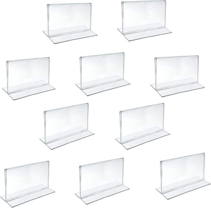 Azar 152727 Horizontal Double-Sided Stand Up Sign Holder, 10 Count, Clear, 6 in W X 4 in H