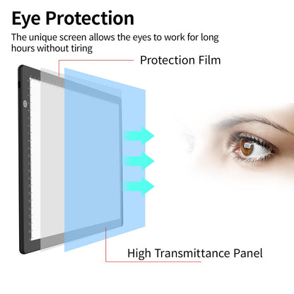 Elice A4 LED Tracing Light Box with 4 Clips, Ultra-Thin Diamond Art Light Board, Bright Light Pad, Lightbox for Tracing and Drawing, Artcraft Light Table for Weeding Vinyl, Diamond Painting, Sketching