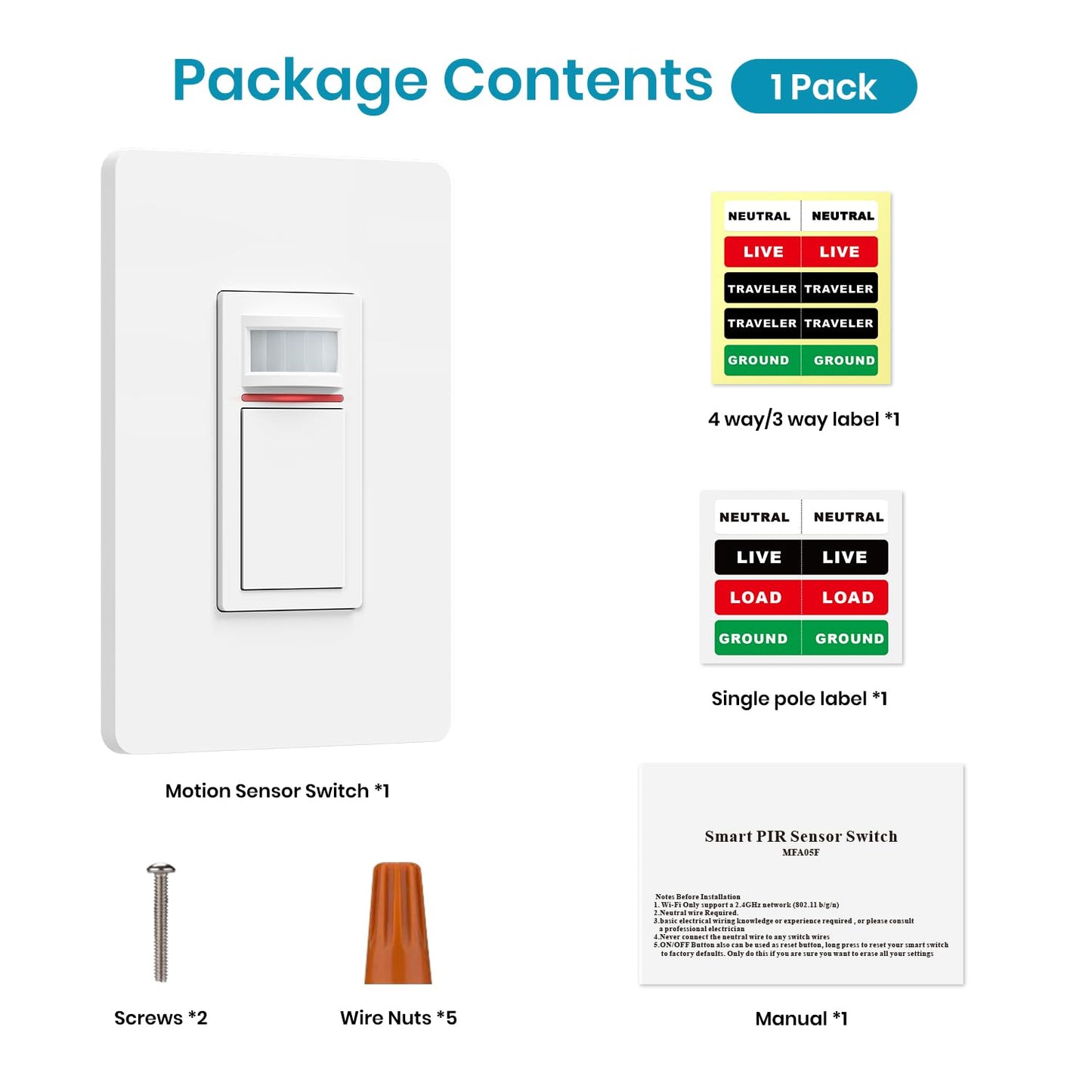 Milfra Smart Light Switch Single-Pole,Smart Switch 2024 New Model 10A,Compatible with Alexa, Siri and Assistant,Voice and Remote Control,Neutral Wire Required,No Hub Required