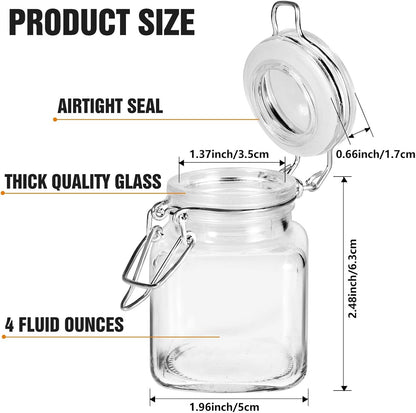 24 Pack 4oz 24 SPANLA Spice Jars, Small Glass Jars with Airtight Hinged Lid, With Spice Labels & Silicone Funnels