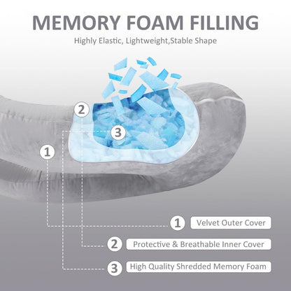 Chilling Home Memory Foam Pregnancy Pillow, J Shape Pregnancy Pillows for Sleeping, Body Pillow for Adults, Maternity Pillow for Pregnant Women, with Velvet Removable Cover, Light Grey