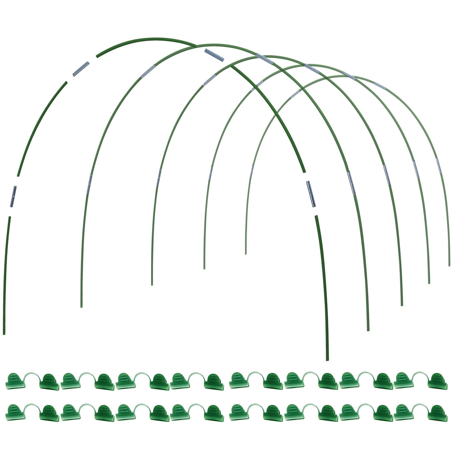 MAXPACE Greenhouse Hoops for DIY 2.7ft or Wider Grow Tunnel, Rust-Free Fiberglass Support Hoops Frame for Garden Fabric, Plant Support Garden Stakes, Gardening Supplies, 25pcs