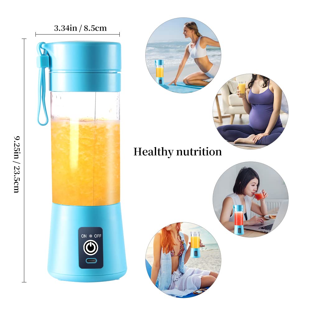 Portable Blender Cup,Electric USB Juicer Blender,Portable Juicer For Shakes and Smoothies, juice,380ml, Six Blades Great for Mixing,light purple