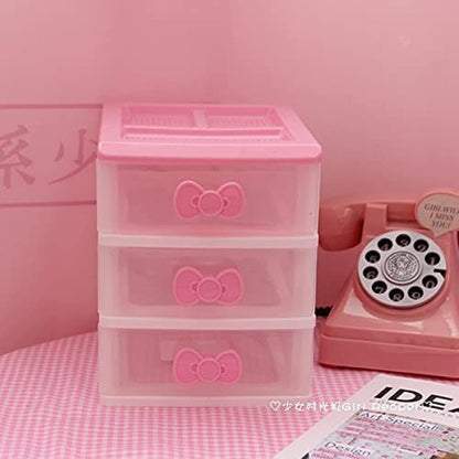 PEXIZUAN Kawaii Desk Organizer, Makeup Organizer, Room Accessories, 3 Layers