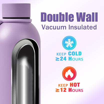 PlanetFlame Sublimation Blanks, 8 Pack 17 oz Tumblers Double-wall Insulated Stainless Steel Water Bottle Sublimation with Silicone Ring Coffee Cups, Matte Lightpurple