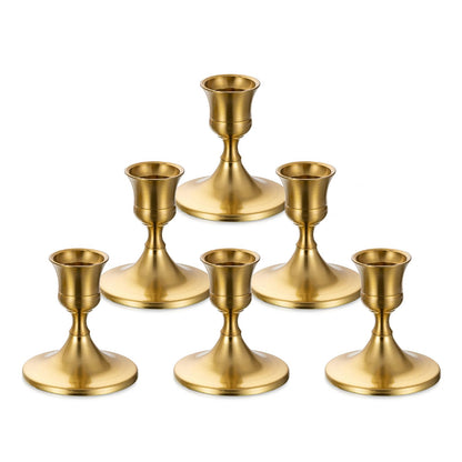 Sziqiqi Candlesticks Holder for Wedding Table Centerpiece - Gold Taper Candle Holders Candle Stick Holder Bulk for Christmas Candlelight Dinner Wedding Party Festival Decor 6 Pieces