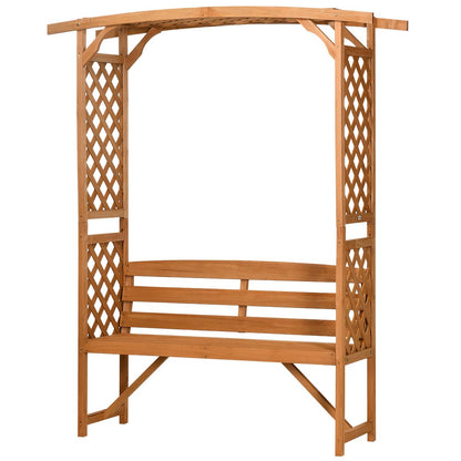 NAAMOTOMOX Garden Arch Trellis with Bench - 63''W x 78''H Wooden Arbor with 2-Person Outdoor Bench, Garden Arbors Archway Pergola for Climbing Plants Rose Wedding Backyard Party Lawn Decor