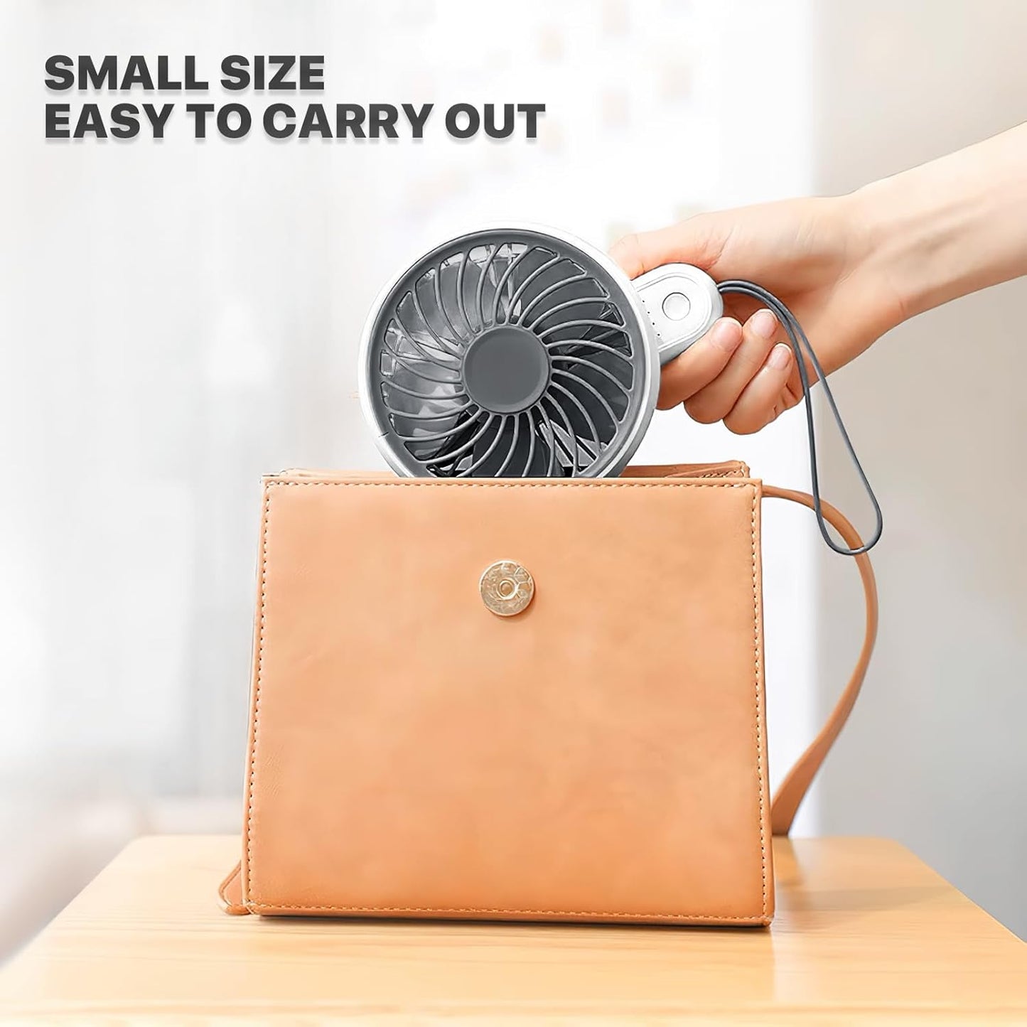 Mollie 3-Inch Mini USB Rechargeable Portable Handheld Fan, 3-Speeds Battery Operated for Travel, Camping, Office, Home