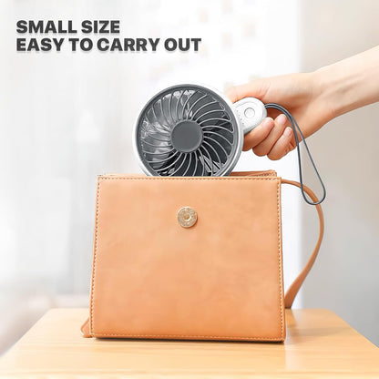 Mollie 3-Inch Mini USB Rechargeable Portable Handheld Fan, 3-Speeds Battery Operated for Travel, Camping, Office, Home
